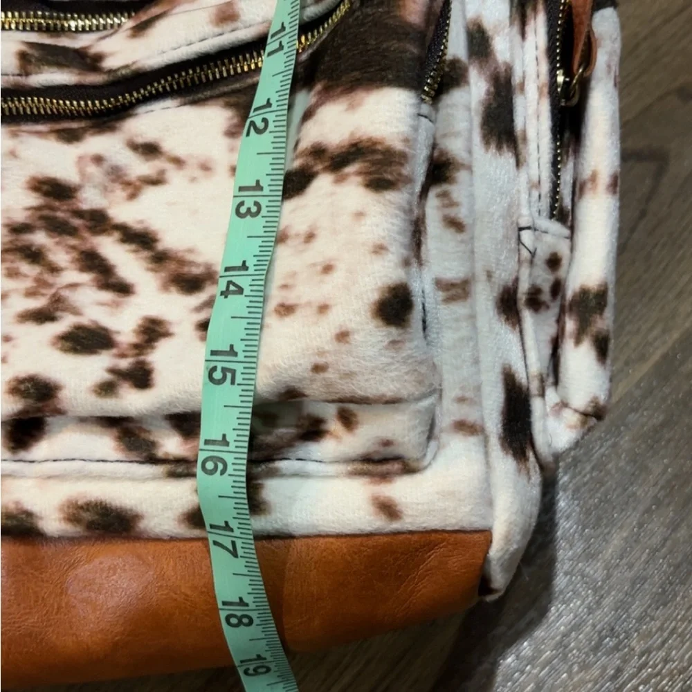 Cow Print hair on overnight bag or huge diaper bag faux leather